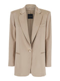 The Andamane Women 'Guia' Beige Single-Breasted Jacket With Notched Revers And Shoulder Pads In Wool Blend Stretch Woman