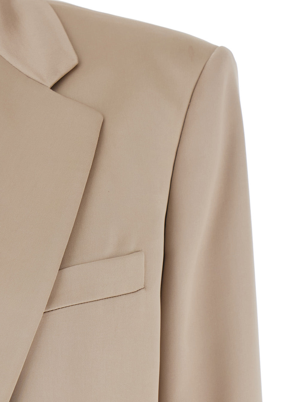 The Andamane Women 'Guia' Beige Single-Breasted Jacket With Notched Revers And Shoulder Pads In Wool Blend Stretch Woman