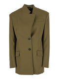 The Attico Women Green Jacket With Asymmetric Closure On The Front In Wool Woman