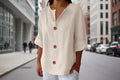 Women's V-Neck Buttoned Blouse