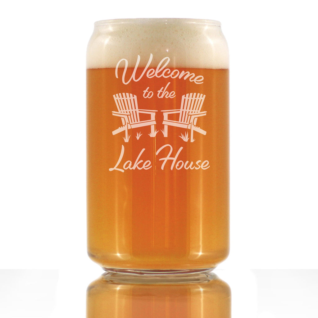 Welcome To The Lake House - Beer Can Pint Glass - Lake Home Rustic Cabin Decor - 16 oz Glasses