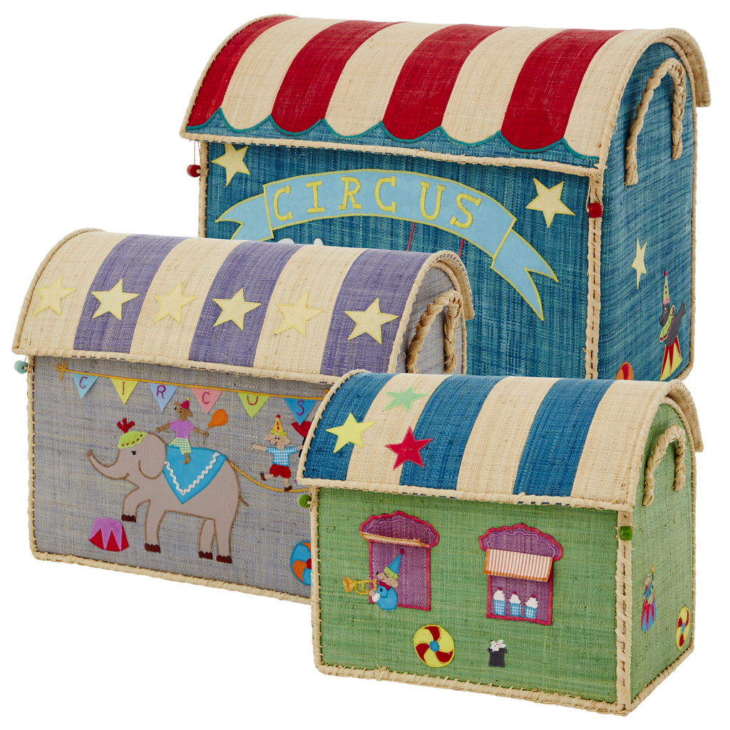 Raffia Storage House - Circus theme Set of 3