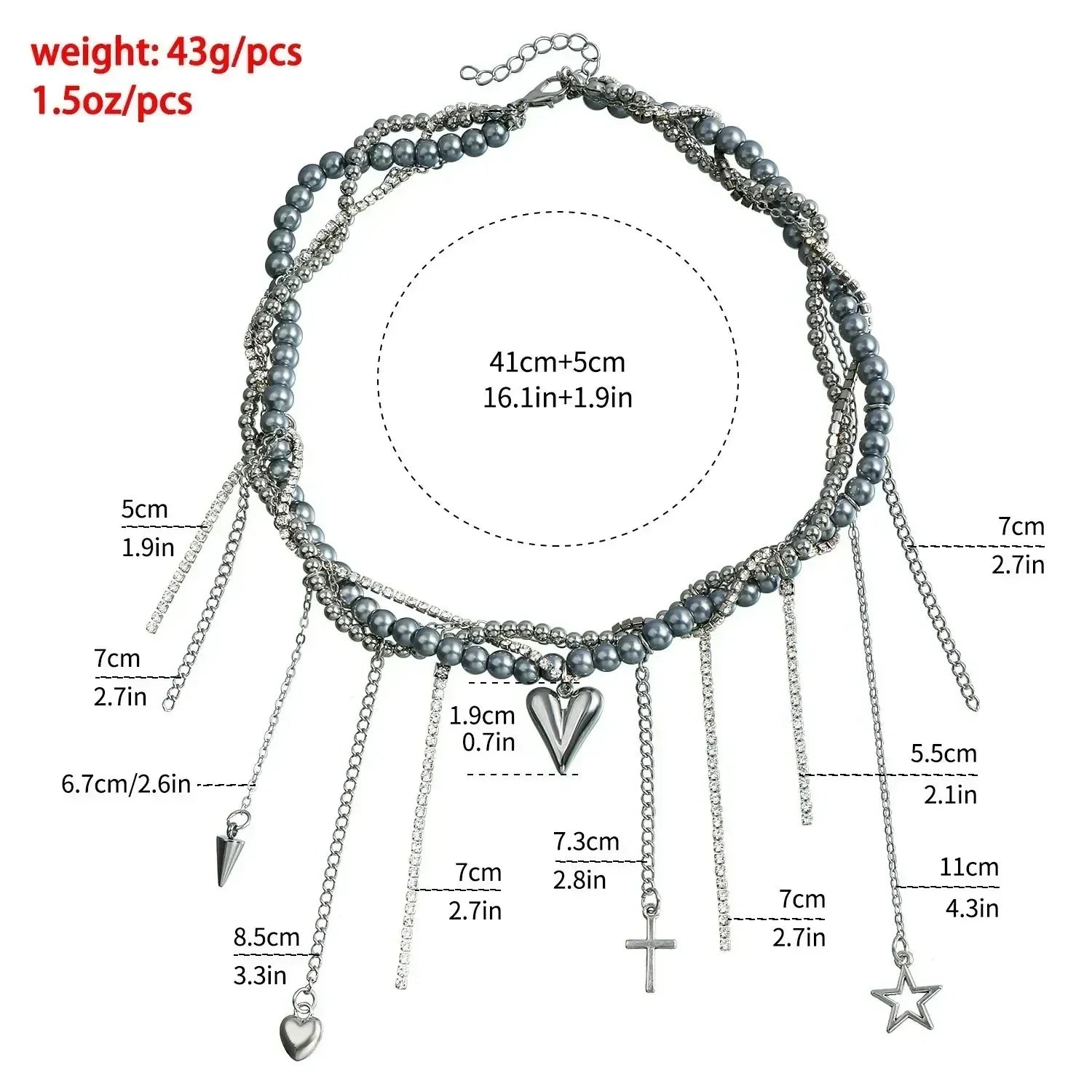 Fashion Heart Beaded Necklace for Women Boho Elegant Irregular Crystal Chain Y2K Choker Exquisite Party Gift Jewelry Accessories