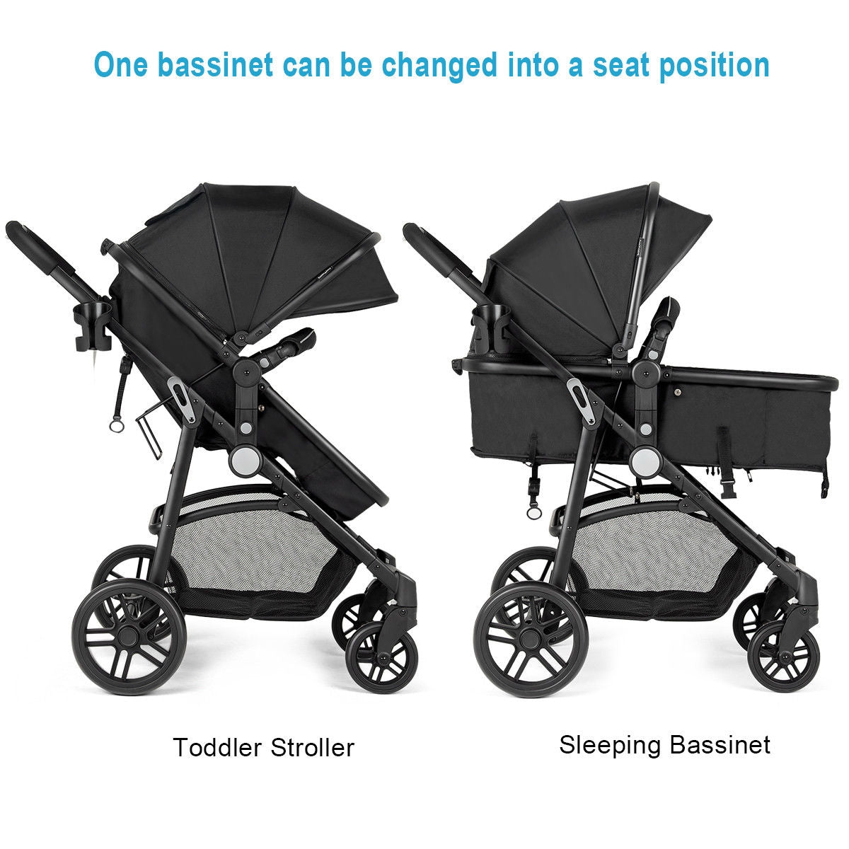 2-in-1 Foldable Pushchair Newborn Infant Baby Stroller