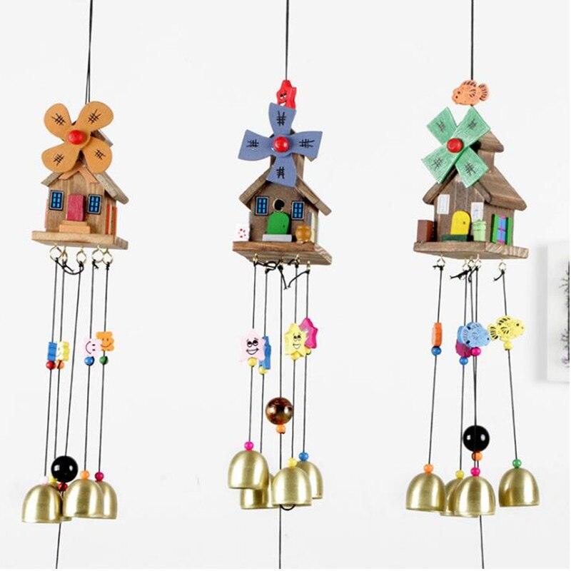 Dream Catcher Colorful Wooden House Wind Chimes Decorations Outdoor Garden Windbells Japan Wind Bells Chime Aeolian Chimes For Good Luck Home Garden Patio Hanging Decoration Gift