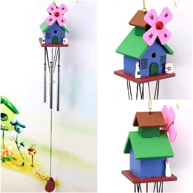 Dream Catcher Colorful Wooden House Wind Chimes Decorations Outdoor Garden Windbells Japan Wind Bells Chime Aeolian Chimes For Good Luck Home Garden Patio Hanging Decoration Gift