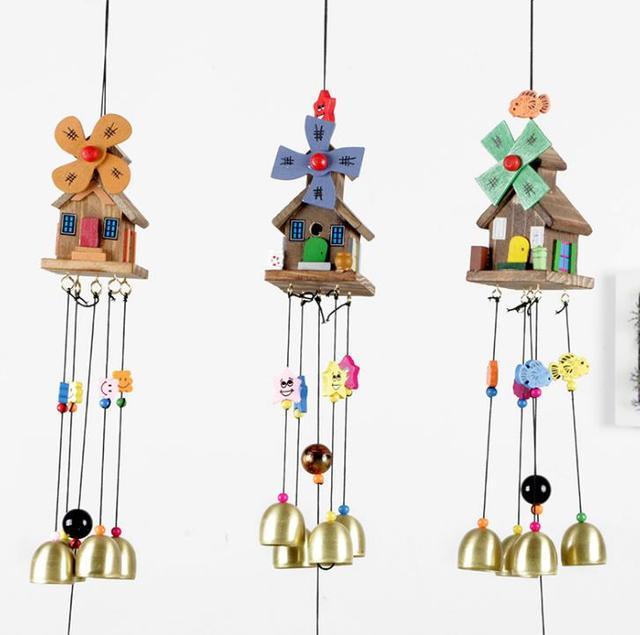 Dream Catcher Colorful Wooden House Wind Chimes Decorations Outdoor Garden Windbells Japan Wind Bells Chime Aeolian Chimes For Good Luck Home Garden Patio Hanging Decoration Gift
