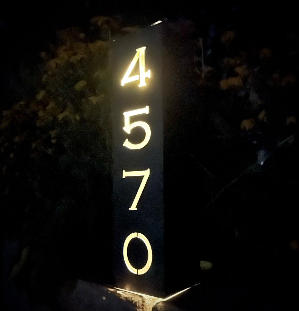Home Address Solar Pillar Light - Steel
