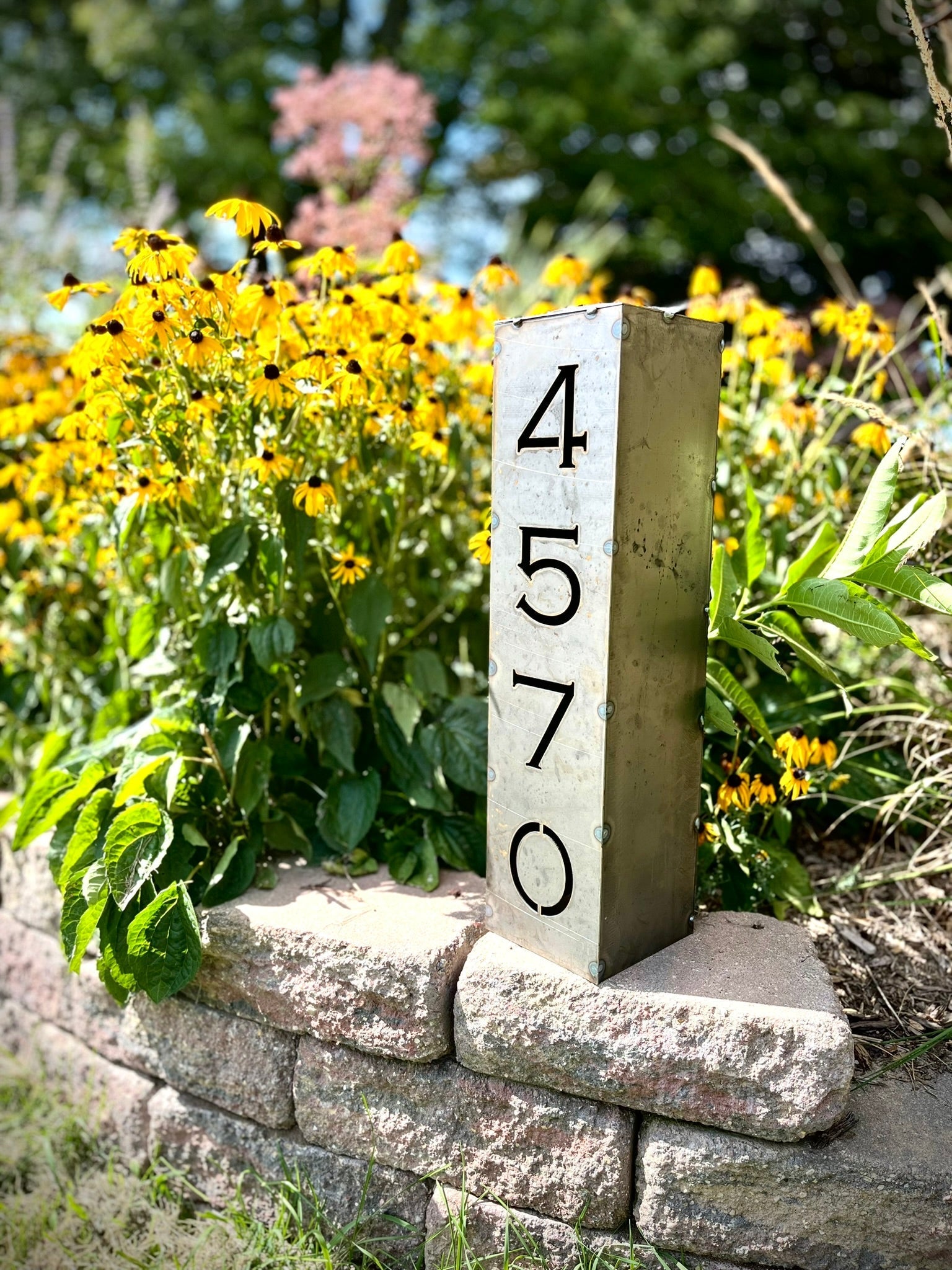 Home Address Solar Pillar Light - Steel