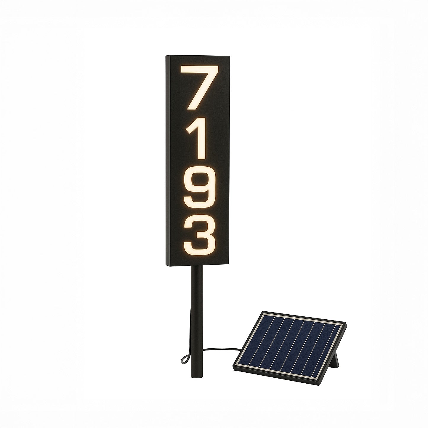 Solar Powered Staked House Number Sign – Illuminated Outdoor Address Sign