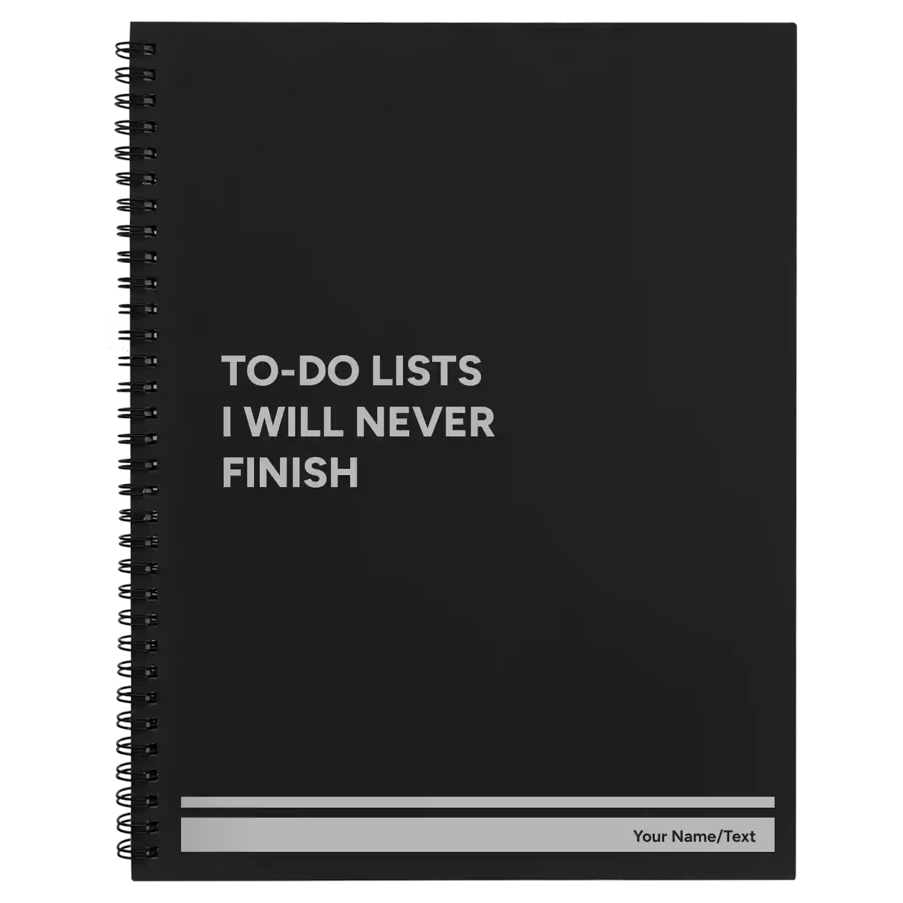 Personalized TO DO List Spiral Notebook (large) | Black